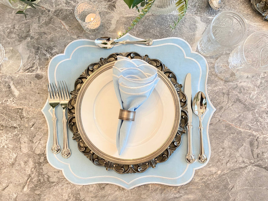 light blue cotton linen placemats