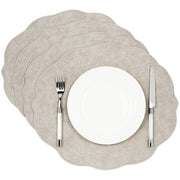 Melbourne Embroidered Faux Leather Placemats Set of 4 - Soft Gray