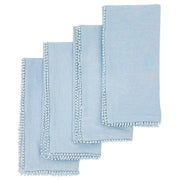 Baby Breath Cotton Napkin with Hand-Knotted Trim - Blue