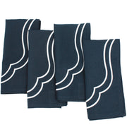 Charlotte Embroidered Cotton Linen Napkins - Navy