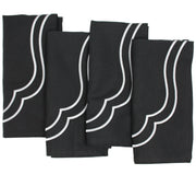 Charlotte Embroidered Cotton Linen Napkins - Black