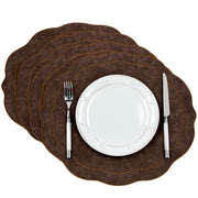 Melbourne Embroidered Faux Leather Placemats Set of 4 - Brown