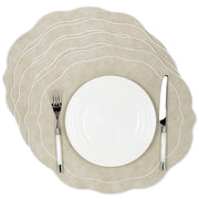 Melbourne Placemats Embroidered Faux Leather Placemats - Ivory