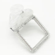 Beaded Pebble Stone Napkin Rings, White, Set of 4