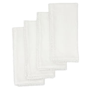 Baby Breath Cotton Napkin with Hand-Knotted Trim - White
