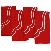 Charlotte Embroidered Cotton Linen Napkins - Red