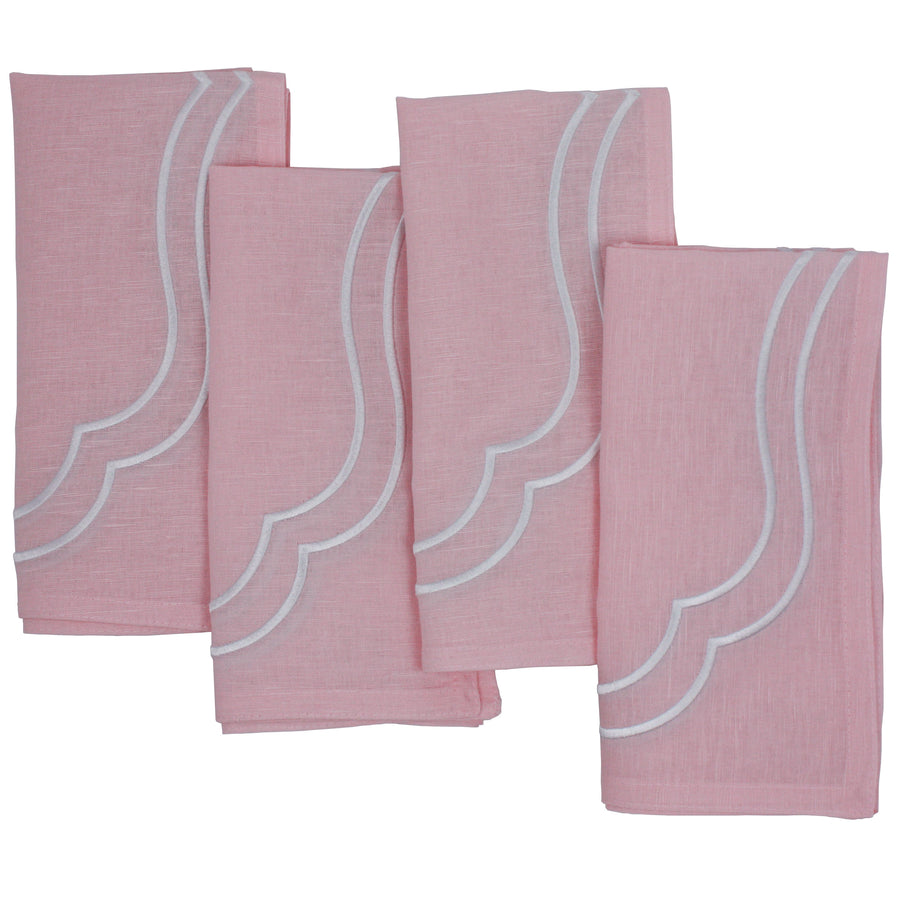 Charlotte Embroidered Cotton Linen Napkins - Light Pink