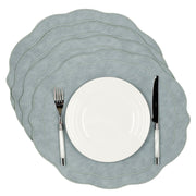 Melbourne Placemats Embroidered Faux Leather Placemats - Light Blue Gray