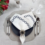 Melbourne Embroidered Faux Leather Placemats Set of 4 - Soft Gray