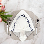 Melbourne Embroidered Faux Leather Placemats Set of 4 - Soft Gray