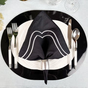 Charlotte Embroidered Cotton Linen Napkins - Black