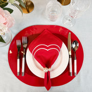 Charlotte Embroidered Cotton Linen Napkins - Red