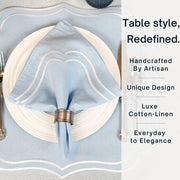 Charlotte Embroidered Cotton Linen Napkins - Light Blue