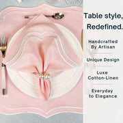 Charlotte Embroidered Cotton Linen Napkins - Light Pink