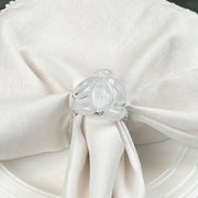 Beaded Pebble Stone Napkin Rings, White, Set of 4