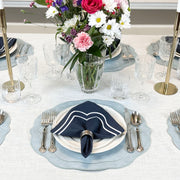 Charlotte Embroidered Cotton Linen Napkins - Navy