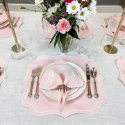 Charlotte Embroidered Cotton Linen Napkins - Light Pink