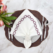 Melbourne Embroidered Faux Leather Placemats Set of 4 - Brown