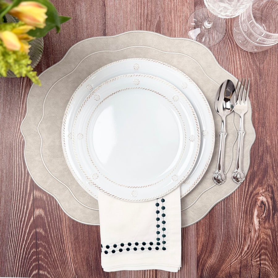 Melbourne Embroidered Faux Leather Placemats Set of 4 - Soft Gray