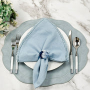 Baby Breath Cotton Napkin with Hand-Knotted Trim - Blue