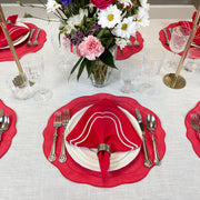 Melbourne Placemats Embroidered Faux Leather Placemats - Red