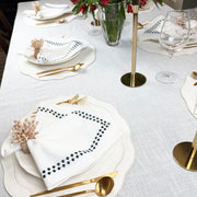Melbourne Embroidered Faux Leather Placemats Set of 4 - Antique White
