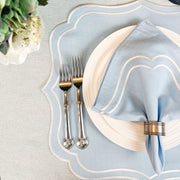 Charlotte Embroidered Cotton Linen Napkins - Light Blue