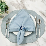 Beaded Pebble Stone Napkin Rings, Blue, Set of 4