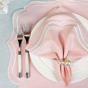 Charlotte Embroidered Cotton Linen Napkins - Light Pink