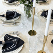 Charlotte Embroidered Cotton Linen Napkins - Black