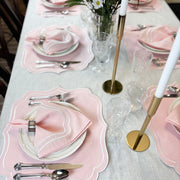 Charlotte Embroidered Cotton Linen Napkins - Light Pink