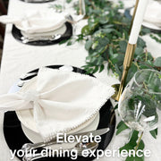 Baby Breath Cotton Napkin with Hand-Knotted Trim - White