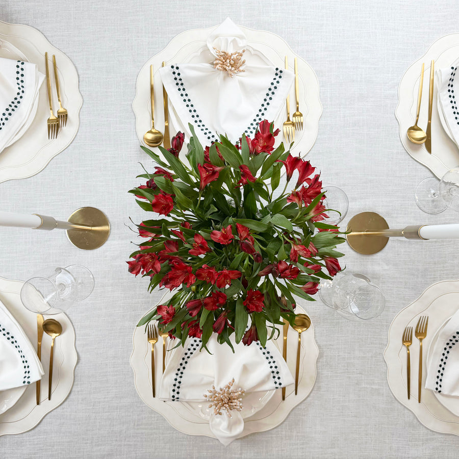 Melbourne Embroidered Faux Leather Placemats Set of 4 - Antique White