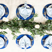 Baby Breath Cotton Napkin with Hand-Knotted Trim - Blue