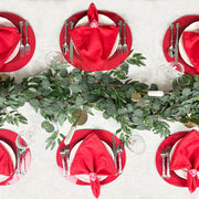 Baby Breath Cotton Napkin with Hand-Knotted Trim - Red