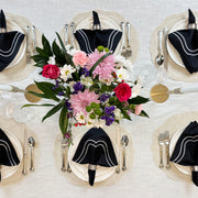 Charlotte Embroidered Cotton Linen Napkins - Black