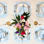 Charlotte Embroidered Cotton Linen Napkins - Light Blue