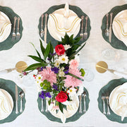 Charlotte Embroidered Cotton Linen Napkins - Ivory Gold