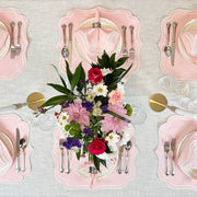 Charlotte Embroidered Cotton Linen Napkins - Light Pink