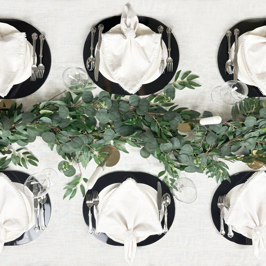Baby Breath Cotton Napkin with Hand-Knotted Trim - White