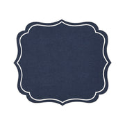 Navy Charlotte scallop embroidered placemat with white embroidered edge