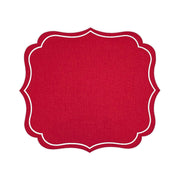 Red Charlotte scallop embroidered placemat included in the Christmas table set