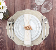 Melbourne Placemats Embroidered Faux Leather Placemats - Ivory