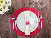 Melbourne Placemats Embroidered Faux Leather Placemats - Red