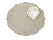 Melbourne Placemats Embroidered Faux Leather Placemats - Ivory