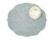 Melbourne Placemats Embroidered Faux Leather Placemats - Light Blue Gray