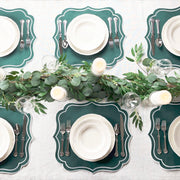 Charlotte Scallop Embroidered Placemats - Green