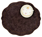 Melbourne Embroidered Faux Leather Placemats Set of 4 - Brown