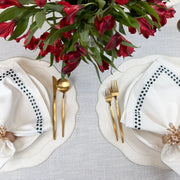 Melbourne Embroidered Faux Leather Placemats Set of 4 - Antique White